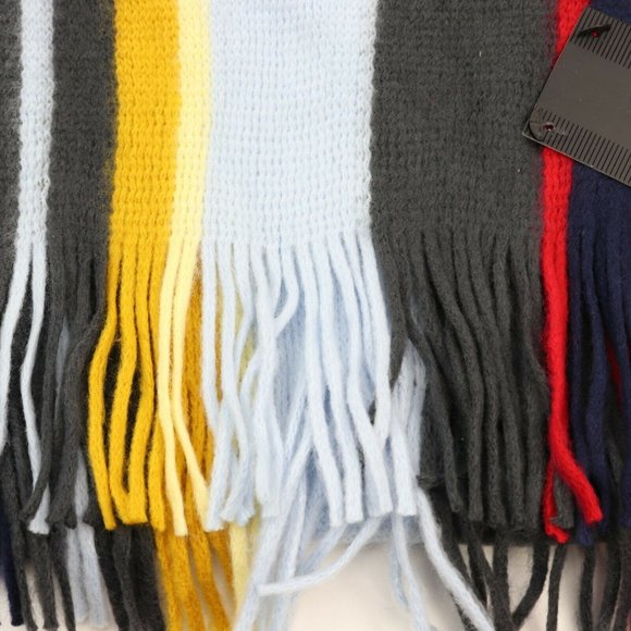 Alfani Men’s Striped Scarf, Navy and Yellow - Picture 4 of 7